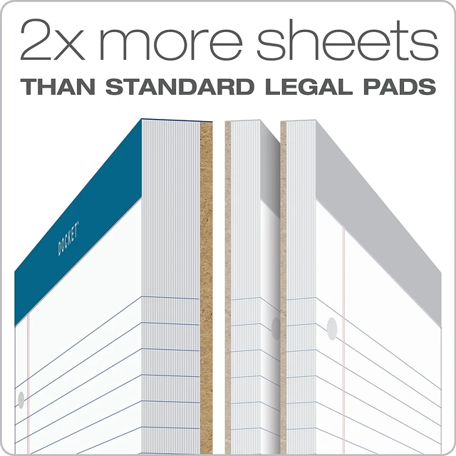 Alt view image 2 of 6 - Docket Writing Pad, 8-1/2" x 11-3/4", College Rule, White Paper, 3-Hole Punched, 100 Sheets (63384)
