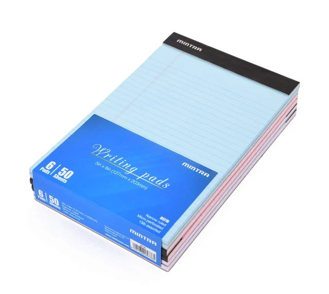 Alt view image 7 of 7 - Colorful Legal Pads - Includes 2 Blue, 2 Pink, and, 2 Green Writing Pads, Micro Perforated Lined Sheets, Ideal for Professional & Personal Use, 5"x8" Narrow Ruled, 6 pack Basic Pastel