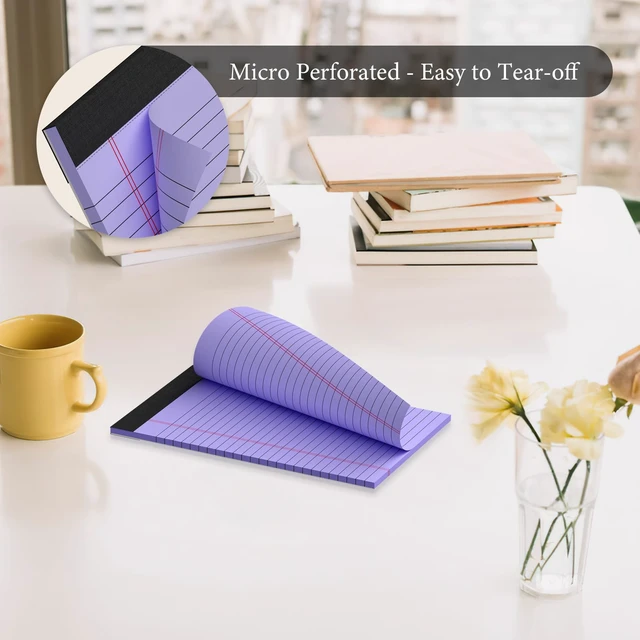 Alt view image 3 of 7 - 12 Pack Colored Note Pads 5" x 8" Legal Pads College Ruled Lined Paper with Micro-Perforated Writing Notebook 30 Sheets per Pad (360 Total Pages) Small Notepad for School, Office & Home Supplies