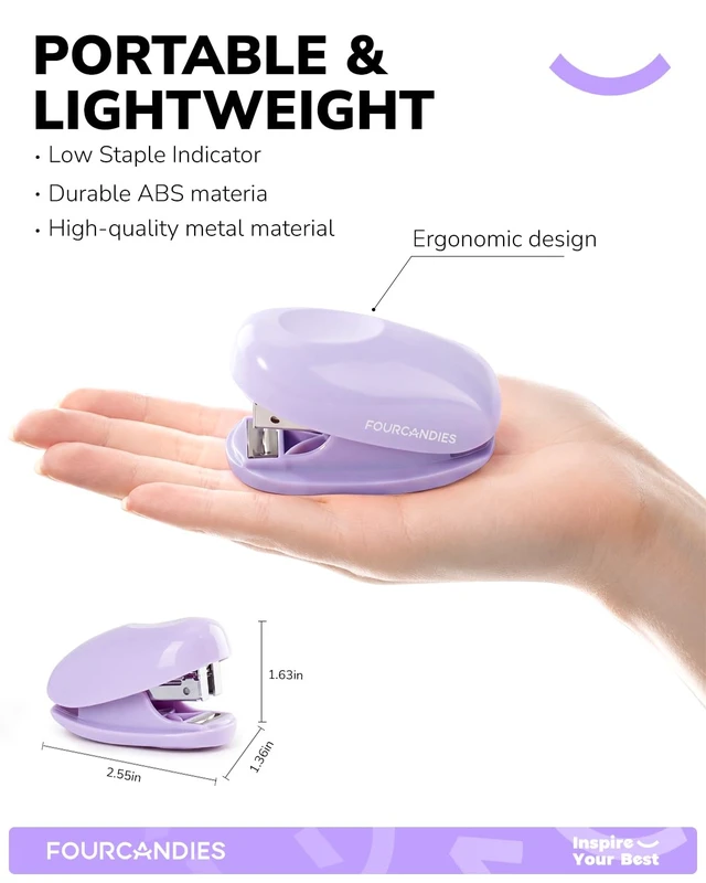 Alt view image 6 of 7 - Mini Stapler with 2000 Staples,Small Cute Desk Stapler Purple | 25-Sheet Capacity ,Jam-Free Stapler for Office, Home,Travel Built-in Staple Remover
