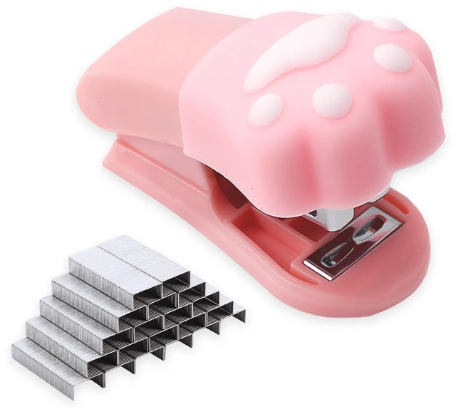 Main image of Pink Mini Staple with 400 Staples, Cute Desk Tool for Office, Home, School | 20 Sheet Capacity