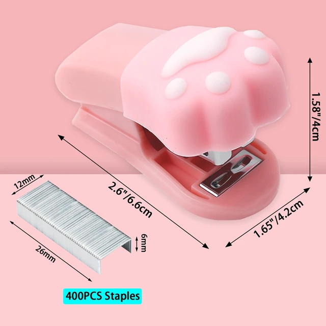 Alt view image 2 of 5 - Pink Mini Staple with 400 Staples, Cute Desk Tool for Office, Home, School | 20 Sheet Capacity