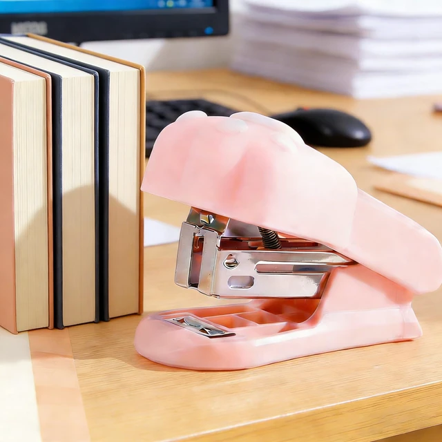 Alt view image 5 of 5 - Pink Mini Staple with 400 Staples, Cute Desk Tool for Office, Home, School | 20 Sheet Capacity
