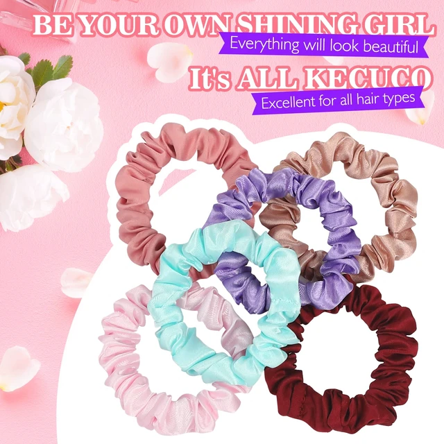 Alt view image 3 of 6 - 30Pcs Small Satin Scrunchies for Women | All Hair Types, MulticolorA | Wake Up FrizzFree, NoCrease Satin Hair Ties, 15 Trendy AllSeason Colors, Softer Than Silk Scrunchies, 30 Pack
