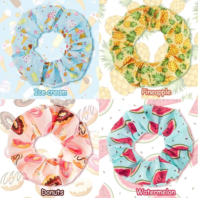 Alt view image 5 of 7 - 16 Pcs Girls Hair Scrunchies Kawaii Print Ties,Classic Style | Cute Cartoon Unicorn Rainbow Mermaid Designs, Soft Satin Ponytail Holders, Hair Accessories for Kids Women Daily Use