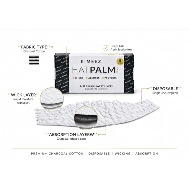Alt view image 5 of 7 - Disposable Hat Liner, Hat Sweat Liners for Cap Protection, Pack of 5 | Easy Peel & Stick Application, Helps Protect Hats from Makeup & Sweat, Keeps Hats Fresh All Day