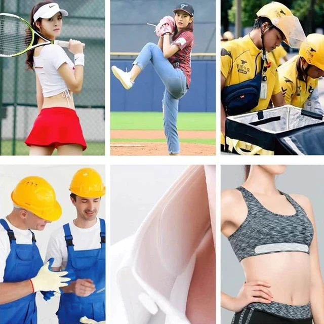 Alt view image 3 of 6 - Hat Sweat Liner for Cap Absorbent Sweat Shields Pad for Hats Strips 80 Pieces Black and White for Women Men