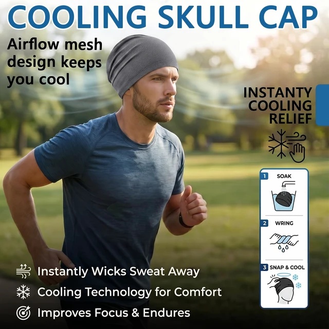 Alt view image 2 of 7 - 2 Pack Cooling Skull Cap for Men Women, 3D Mesh Sweat Wicking Beanie | Breathable Quick Dry Lightweight Head Cover Cap Under Helmet Liner for Motorcycle Cycling Running Hard Hat