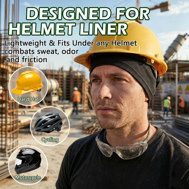 Alt view image 5 of 7 - 2 Pack Cooling Skull Cap for Men Women, 3D Mesh Sweat Wicking Beanie | Breathable Quick Dry Lightweight Head Cover Cap Under Helmet Liner for Motorcycle Cycling Running Hard Hat