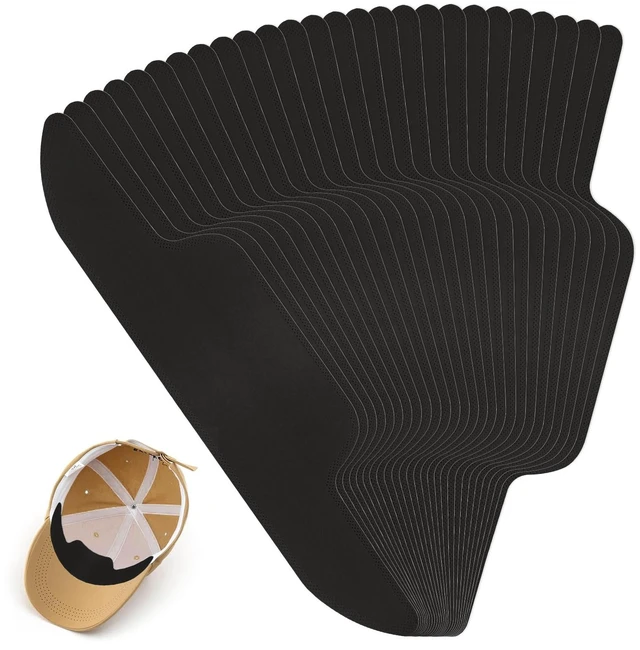 Main image of Hat Sweat Liner for Baseball Caps Disposable Hat Sweat Protector Adhesive Hat Inserts Sweat Bands Hat Shield Pads Sweat Liner for Men Women Prevent Stains for Caps Visors for Sport/Work,Black 40pcs