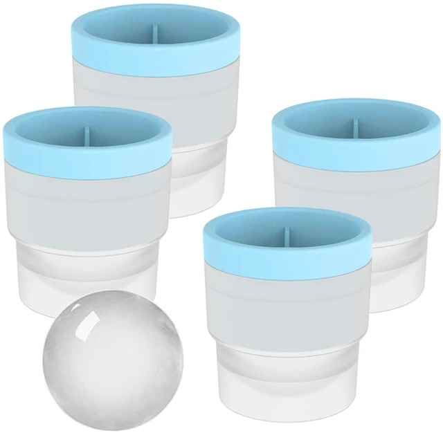 Main image of Ice Ball Maker Mold - Set of 4, Round Ice Cube Mold, 2.4 Inch Sphere Ice Cubes for Whiskey, Cocktails, Bourbon (4, Blue)