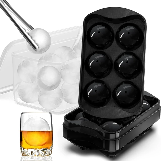 Main image of Whiskey Ice Cube Mold, Round Ice Ball Maker Set with Lid & Bin (2 Pack | Storage Bin, Trays, and Tongs for Bourbon & Cocktails. Perfect Gifts for Whiskey Lovers.