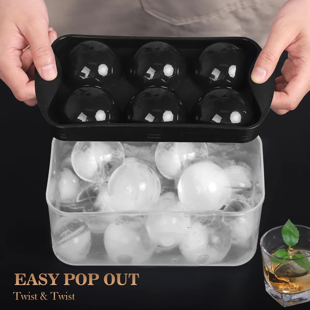 Alt view image 2 of 7 - Whiskey Ice Cube Mold, Round Ice Ball Maker Set with Lid & Bin (2 Pack | Storage Bin, Trays, and Tongs for Bourbon & Cocktails. Perfect Gifts for Whiskey Lovers.