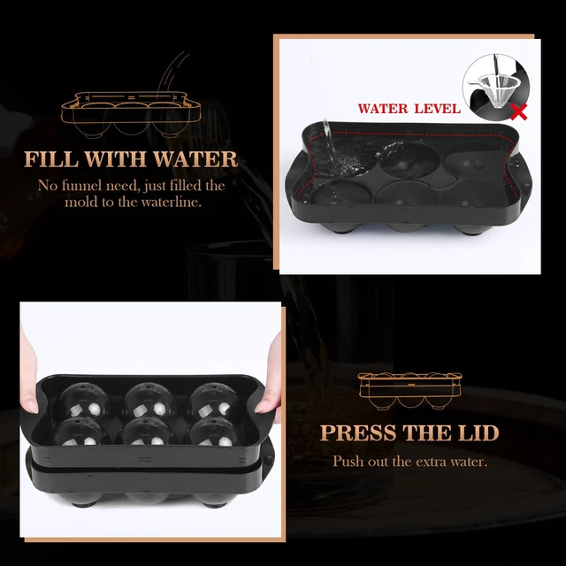 Alt view image 4 of 7 - Whiskey Ice Cube Mold, Round Ice Ball Maker Set with Lid & Bin (2 Pack | Storage Bin, Trays, and Tongs for Bourbon & Cocktails. Perfect Gifts for Whiskey Lovers.