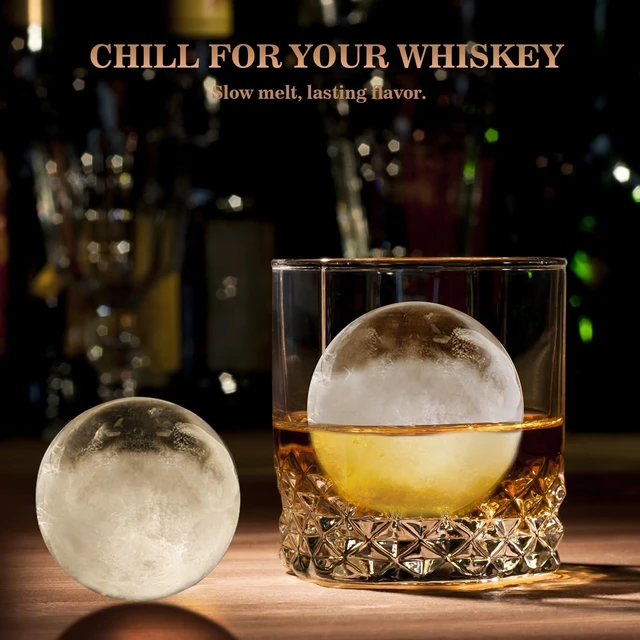 Alt view image 7 of 7 - Whiskey Ice Cube Mold, Round Ice Ball Maker Set with Lid & Bin (2 Pack | Storage Bin, Trays, and Tongs for Bourbon & Cocktails. Perfect Gifts for Whiskey Lovers.
