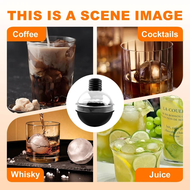Alt view image 6 of 7 - Set of 4 Round Ice Cube Mold, 2.4 Inches Ice Ball Mold for Whiskey | BPA Free, Reusable, Silicone, Easy to Peel Off, with Lid,Suitable for Refrigerator Use