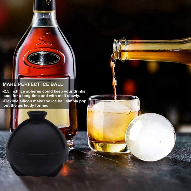 Alt view image 2 of 7 - Sphere Ice Molds - 6 Pack - Silicone Ice Ball Molds with Built-in Funnel - Round Ice Cube Molds - Make 2.5 Inch Big Ice Sphere for Whiskey & Cocktails,Food Grade and BPA Free, Black