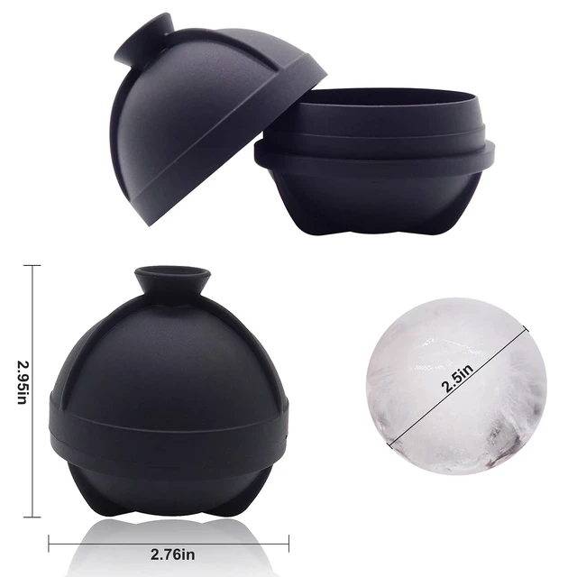 Alt view image 3 of 7 - Sphere Ice Molds - 6 Pack - Silicone Ice Ball Molds with Built-in Funnel - Round Ice Cube Molds - Make 2.5 Inch Big Ice Sphere for Whiskey & Cocktails,Food Grade and BPA Free, Black