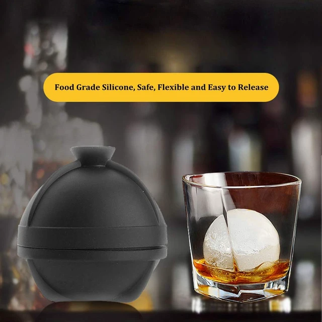 Alt view image 7 of 7 - Sphere Ice Molds - 6 Pack - Silicone Ice Ball Molds with Built-in Funnel - Round Ice Cube Molds - Make 2.5 Inch Big Ice Sphere for Whiskey & Cocktails,Food Grade and BPA Free, Black