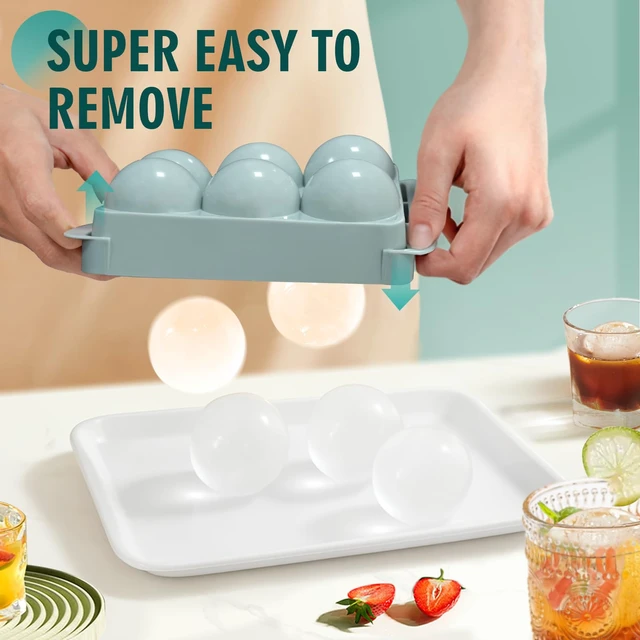 Alt view image 2 of 7 - 1.9-Inch Large Ice Cube Molds, 1-Pack Round Ice Ball Molds | Makes 6 Ice Spheres, Easy Fill and Twist Release for Whiskey, Bourbon and Cocktails, Blue