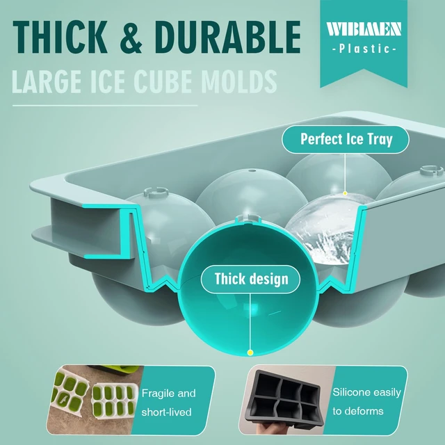 Alt view image 5 of 7 - 1.9-Inch Large Ice Cube Molds, 1-Pack Round Ice Ball Molds | Makes 6 Ice Spheres, Easy Fill and Twist Release for Whiskey, Bourbon and Cocktails, Blue