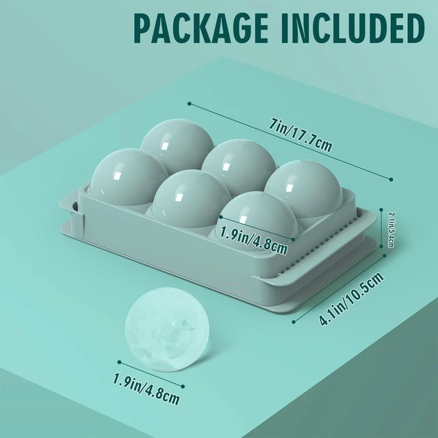 Alt view image 4 of 7 - 1.9-Inch Large Ice Cube Molds, 1-Pack Round Ice Ball Molds | Makes 6 Ice Spheres, Easy Fill and Twist Release for Whiskey, Bourbon and Cocktails, Blue