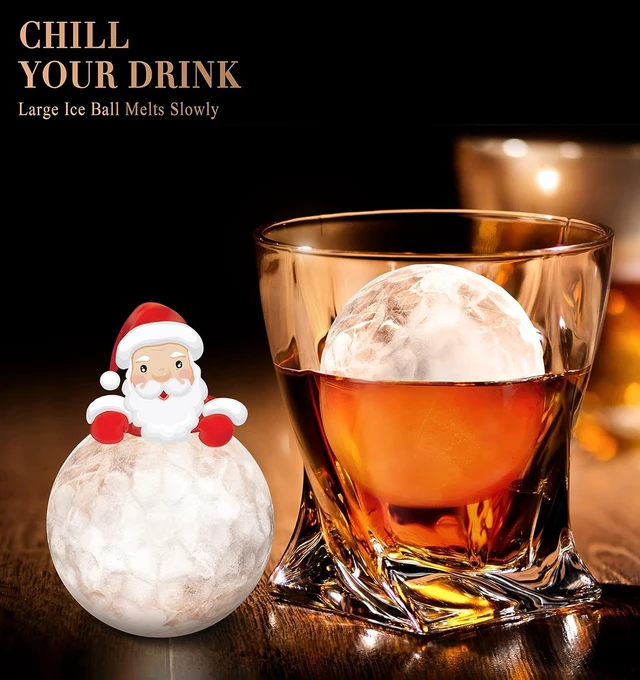 Alt view image 2 of 7 - Round Ice Cube Mold with Lid, 2.2 Inch Large Whiskey Ice Ball Maker | Easy Release Reusable Silicone & Plastic Tray, Perfect For Bourbon, Scotch, Brandy, Cocktails & Gifts. Makes 6 Ice Spheres