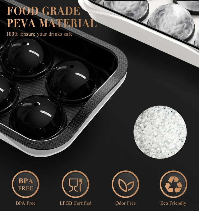 Alt view image 6 of 7 - Round Ice Cube Mold with Lid, 2.2 Inch Large Whiskey Ice Ball Maker | Easy Release Reusable Silicone & Plastic Tray, Perfect For Bourbon, Scotch, Brandy, Cocktails & Gifts. Makes 6 Ice Spheres