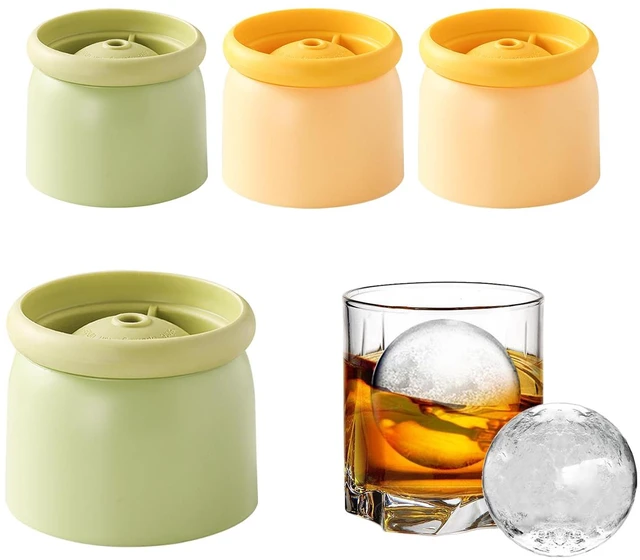 Main image of Round Ice Cube Molds Set of 4,Make 2.4 Inch Spherelce ice for Whiskey, Cocktails and Drinks.ice cubes trays for freezer,Stackable Easy Release Ice Cube tray, Spherical Ice Makers,2 Colours