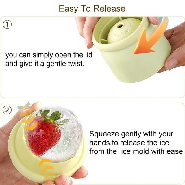 Alt view image 3 of 7 - Round Ice Cube Molds Set of 4,Make 2.4 Inch Spherelce ice for Whiskey, Cocktails and Drinks.ice cubes trays for freezer,Stackable Easy Release Ice Cube tray, Spherical Ice Makers,2 Colours
