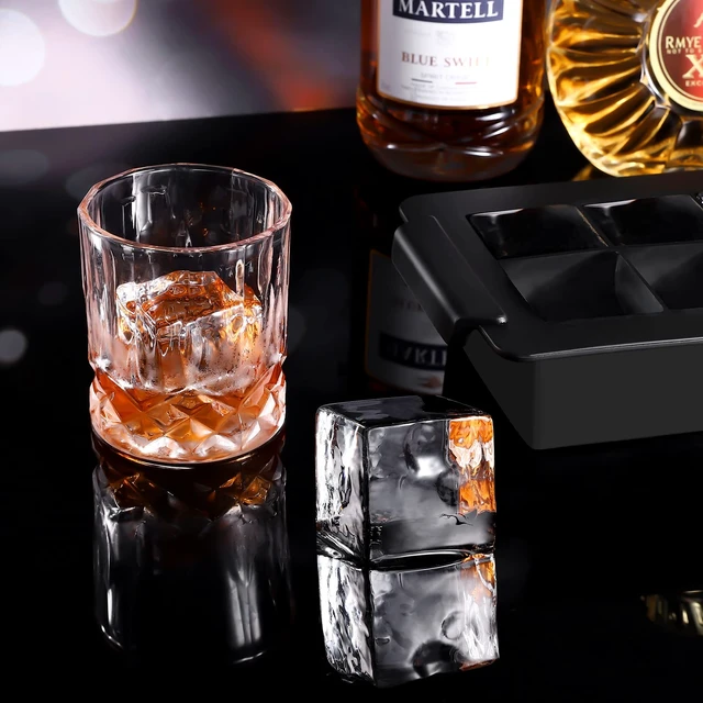 Alt view image 3 of 7 - Ice Cube Trays (Set of 2), Silicone Sphere Whiskey Ice Ball Maker with Lids & Large Square Ice Cube Molds for Cocktails & Bourbon - Reusable & BPA Free