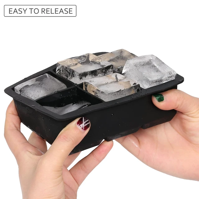 Alt view image 4 of 7 - Ice Cube Trays (Set of 2), Silicone Sphere Whiskey Ice Ball Maker with Lids & Large Square Ice Cube Molds for Cocktails & Bourbon - Reusable & BPA Free