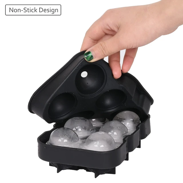 Alt view image 5 of 7 - Ice Cube Trays (Set of 2), Silicone Sphere Whiskey Ice Ball Maker with Lids & Large Square Ice Cube Molds for Cocktails & Bourbon - Reusable & BPA Free