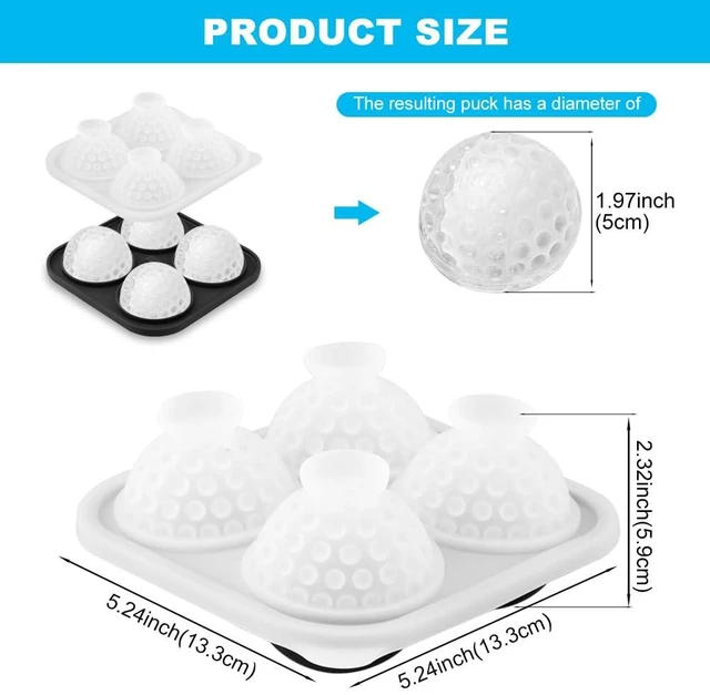 Alt view image 2 of 7 - Ice Ball Maker Mold, 2 Inch Large Golf Ball Ice Tray with Funnel, 4 Hole Round Silicone Fun Shapes Whiskey Ic-e Mold for Cocktails Bourbon, Easy Release