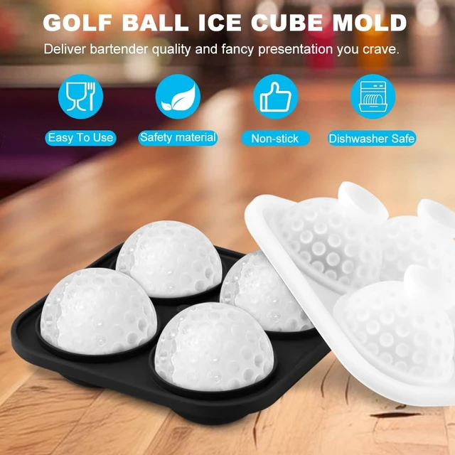 Alt view image 4 of 7 - Ice Ball Maker Mold, 2 Inch Large Golf Ball Ice Tray with Funnel, 4 Hole Round Silicone Fun Shapes Whiskey Ic-e Mold for Cocktails Bourbon, Easy Release