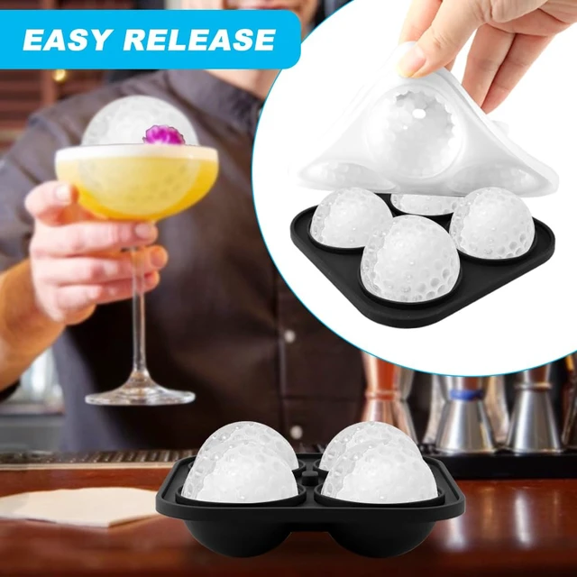 Alt view image 6 of 7 - Ice Ball Maker Mold, 2 Inch Large Golf Ball Ice Tray with Funnel, 4 Hole Round Silicone Fun Shapes Whiskey Ic-e Mold for Cocktails Bourbon, Easy Release