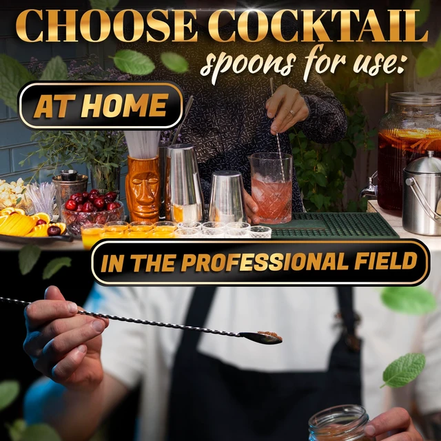 Alt view image 5 of 7 - 8 Pcs Bar Spoons Set, 12" Long, Twisted Spiral, 304 Stainless Steel | Bar Mixing Spoon Set; Dishwasher Safe, Polished; Sugar Spoon for Cocktails, Coffee, Milkshakes, Smoothies, and Coffee Shop