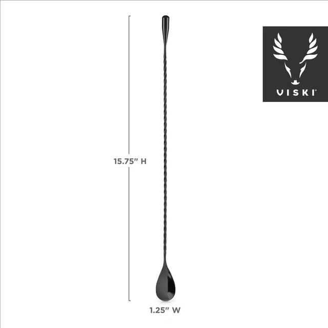Alt view image 3 of 7 - Gunmetal Weighted Stainless Steel Barspoon, Japanese Twisted Stem Handle, Teardrop Weight