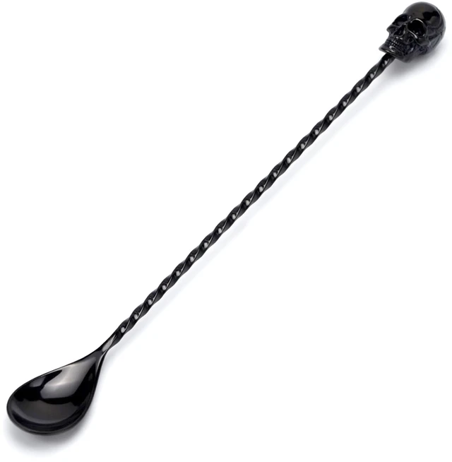 Main image of 12'' Gothic Skull Bar Spoon, Cocktail Mixing Spoon for Bartending | 304 Stainless Steel Cocktail Spoon for Stirring, Long Spiral Handle Spoon Stirrers for Drink, Halloween Party, Home Bar Use