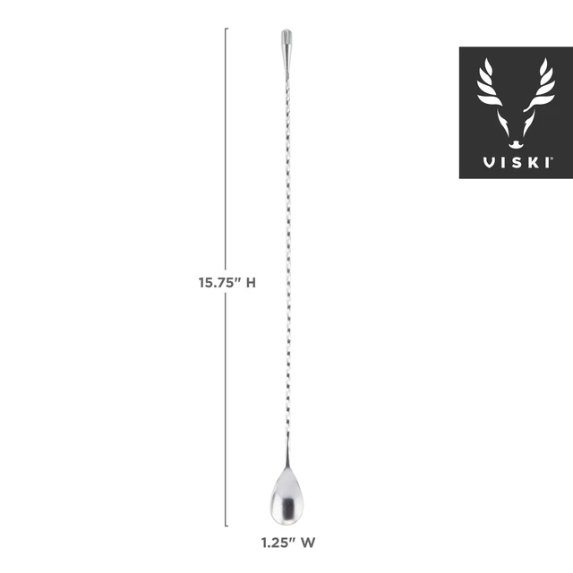 Alt view image 3 of 7 - Stainless Steel Weighted Barspoon, Japanese Style Twisted Stem Handle, Teardrop Weight,Silver