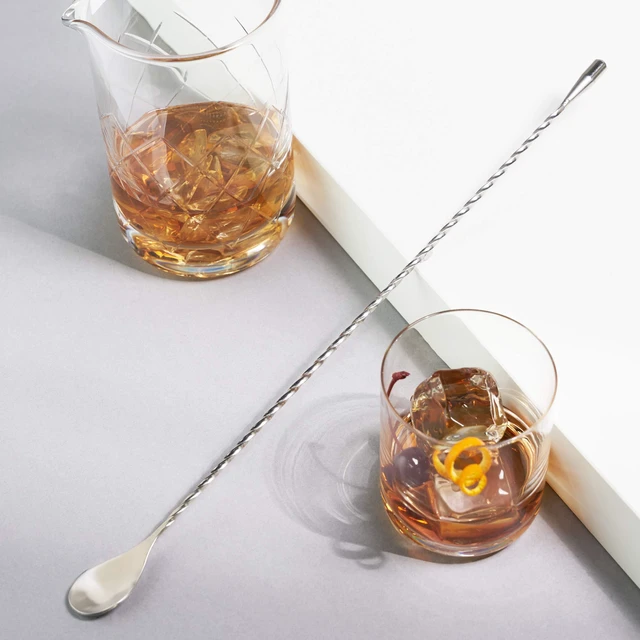 Alt view image 6 of 7 - Stainless Steel Weighted Barspoon, Japanese Style Twisted Stem Handle, Teardrop Weight,Silver