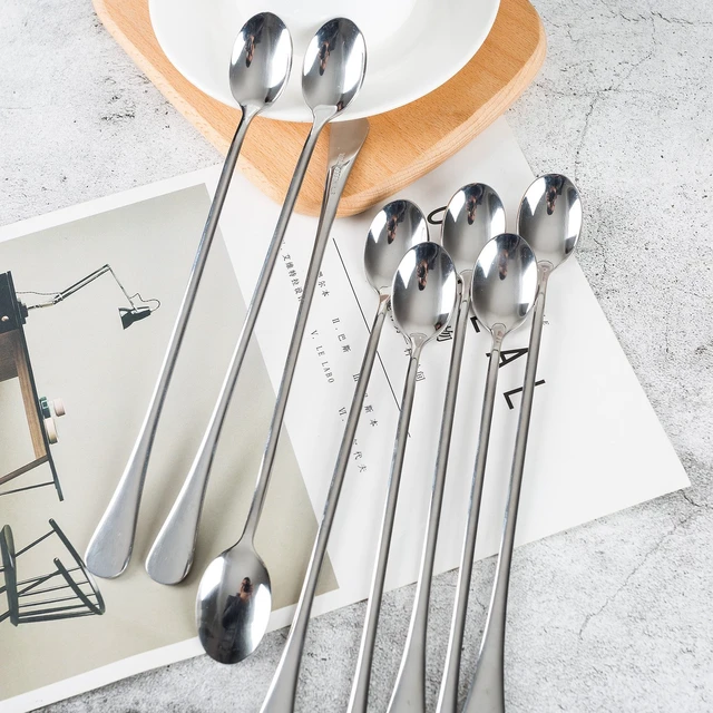 Alt view image 7 of 7 - Long Handle Iced Tea Spoons, 9" 18/10 Stainless Steel Cocktail Stirring Spoons with Thickened Ergonomic Handle, Tall Coffee & Latte Stirrers, Dessert Spoon Set, Dishwasher Safe (9 IN)