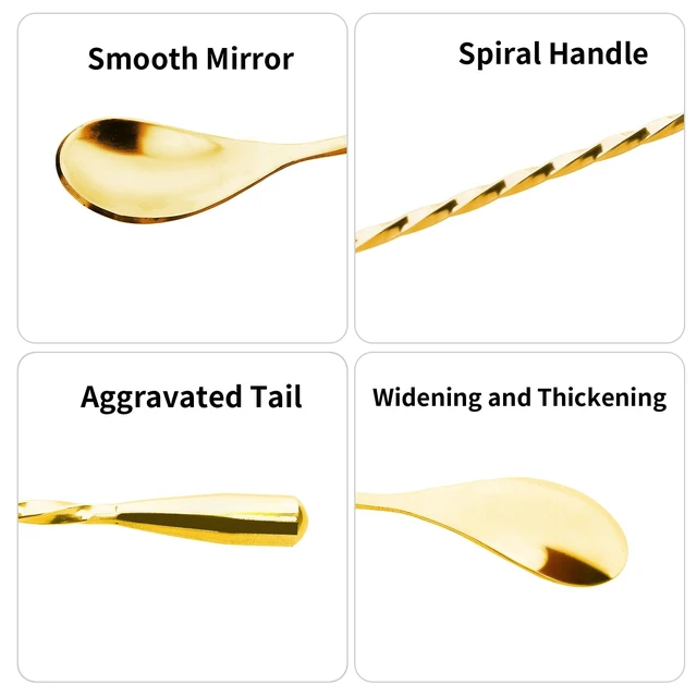 Alt view image 6 of 6 - 2 Pcs 12 Inches Bar Spoon, Long Handle Mixing Stirrers for Drink, Stainless Steel Bar Cocktail Shaker Spoon (Gold)