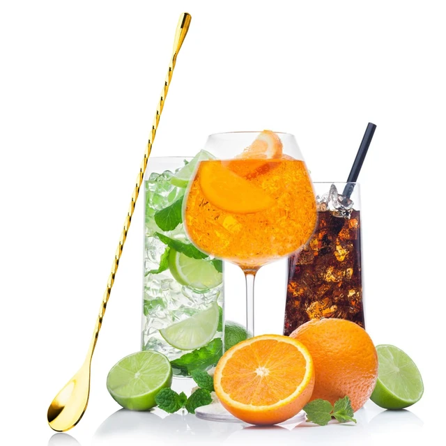 Alt view image 5 of 6 - 2 Pcs 12 Inches Bar Spoon, Long Handle Mixing Stirrers for Drink, Stainless Steel Bar Cocktail Shaker Spoon (Gold)