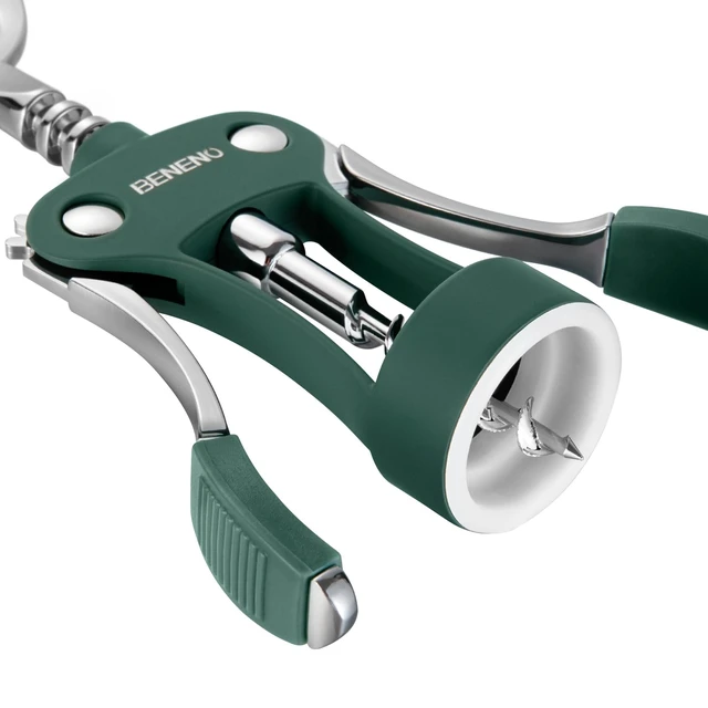 Alt view image 6 of 6 - Wine Opener, Premium Wing Corkscrew Wine Bottle Opener, Dark Green | Durable Solid Zinc Alloy Body, Precise Sharp-Edged Screw, Ergonomic Non-Slip Grip Wing Handle, Multifunctional Bottle Openers