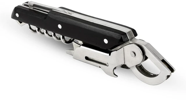 Main image of Clavelin Corkscrew, 5.5 in, Black | Manual wine bottle opener with foil cutter, stainless steel and ABS, sommelier style, 14 cm. Compact and pocket-sized
