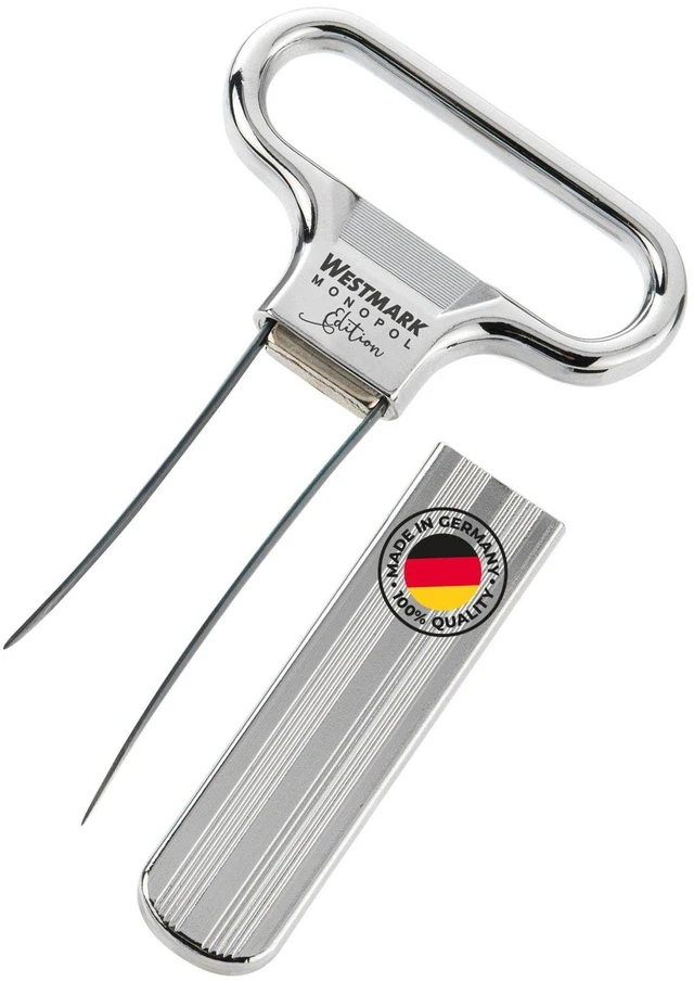 Main image of Westmark Ah-So Wine Opener 2 Prong Wine Bottle Opener for Vintage Bottles, German Manual Cork Remover, Chrome Finish, Superfine Polished Steel