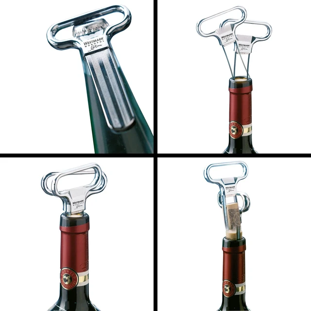 Alt view image 3 of 7 - Westmark Ah-So Wine Opener 2 Prong Wine Bottle Opener for Vintage Bottles, German Manual Cork Remover, Chrome Finish, Superfine Polished Steel