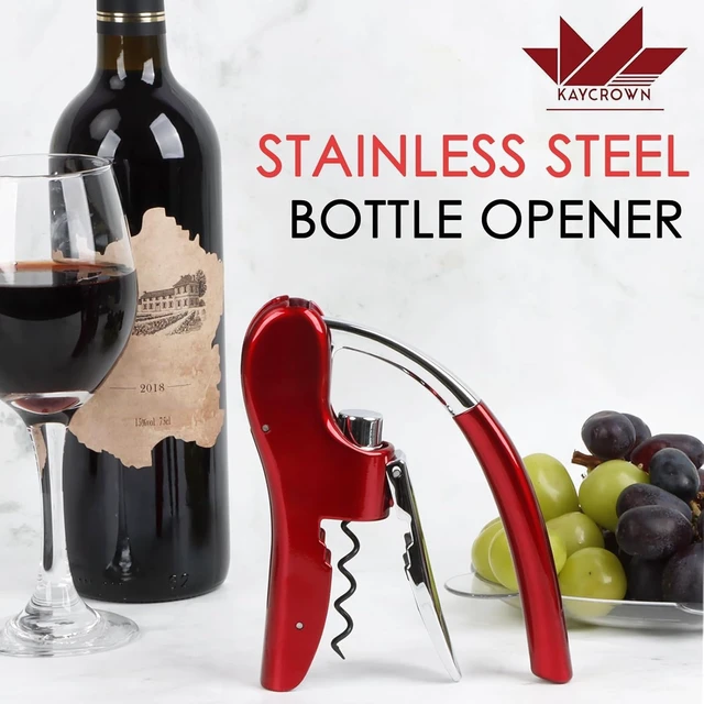 Alt view image 4 of 7 - Wine Bottle Opener, Vertical Lever Corkscrew with Built in Foil Cutter Design, Manual Handheld Corkscrew with Ergonomic Lever Pump