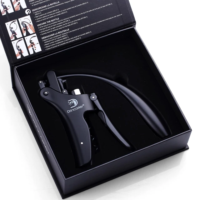 Alt view image 4 of 7 - Vertical Lever Corkscrew with Non-Stick Worm, Compact Rabbit Wine Opener Wine Bottle Opener with built-in Foil Cutter